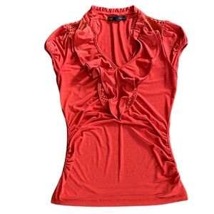 {HeartSoul} Lazer Cut Lace Shoulder Caped Sleeve Blouse